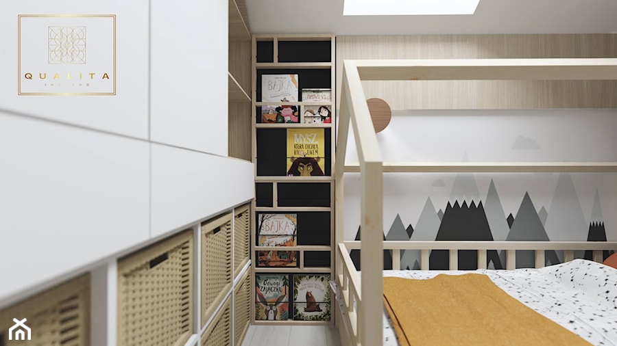 Pokój dla chłopca na poddaszu ze skosami - 8m2 - zdjęcie od Qualita Interno