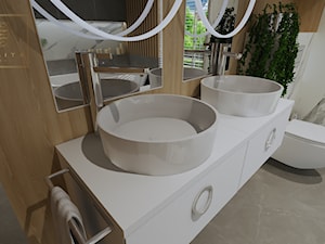 Nowoczesna łazienka z dwoma umywalkami - zdjęcie od Qualita Interno