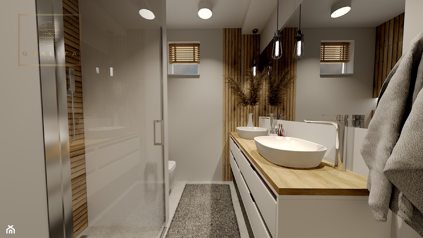Mała łazienka z umywalkami dla dwóch osób - zdjęcie od Qualita Interno - Homebook