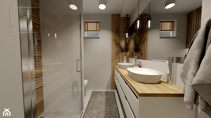Mała łazienka z umywalkami dla dwóch osób - zdjęcie od Qualita Interno
