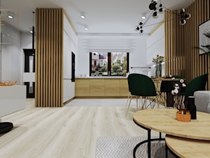 Dom w zabudowie szeregowej - Salon, styl minimalistyczny - zdjęcie od Qualita Interno