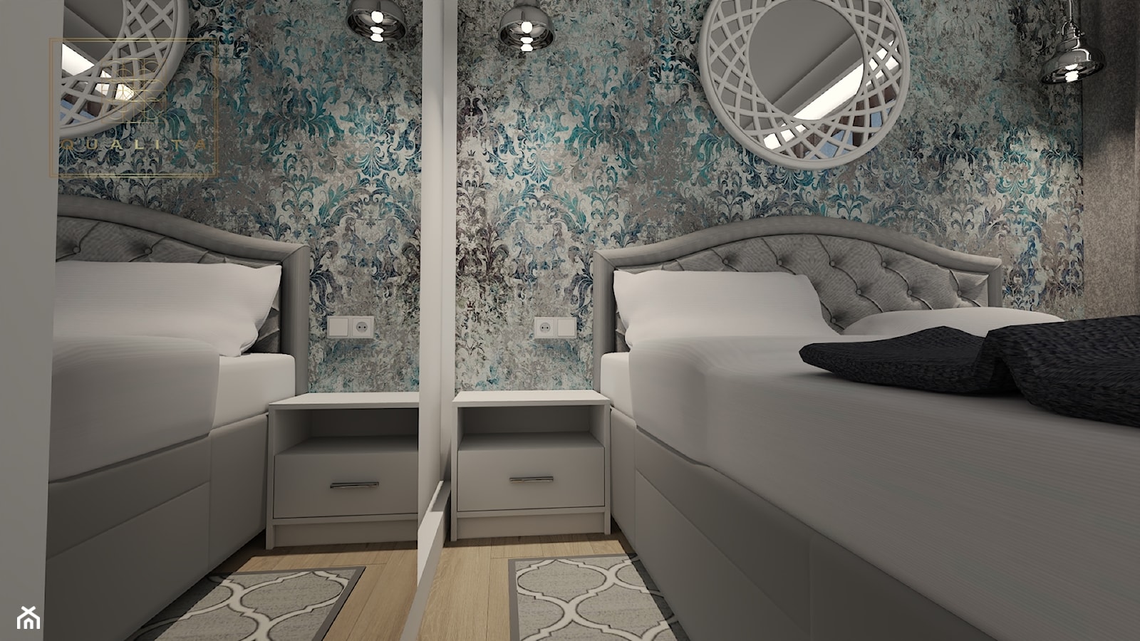 Nowoczesna sypialnia z nowoczesną tapetą - zdjęcie od Qualita Interno - Homebook