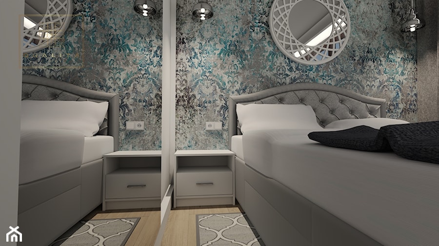 Nowoczesna sypialnia z nowoczesną tapetą - zdjęcie od Qualita Interno
