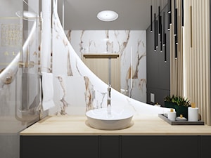 Mała łazienka z lustrem półokrągłym - zdjęcie od Qualita Interno