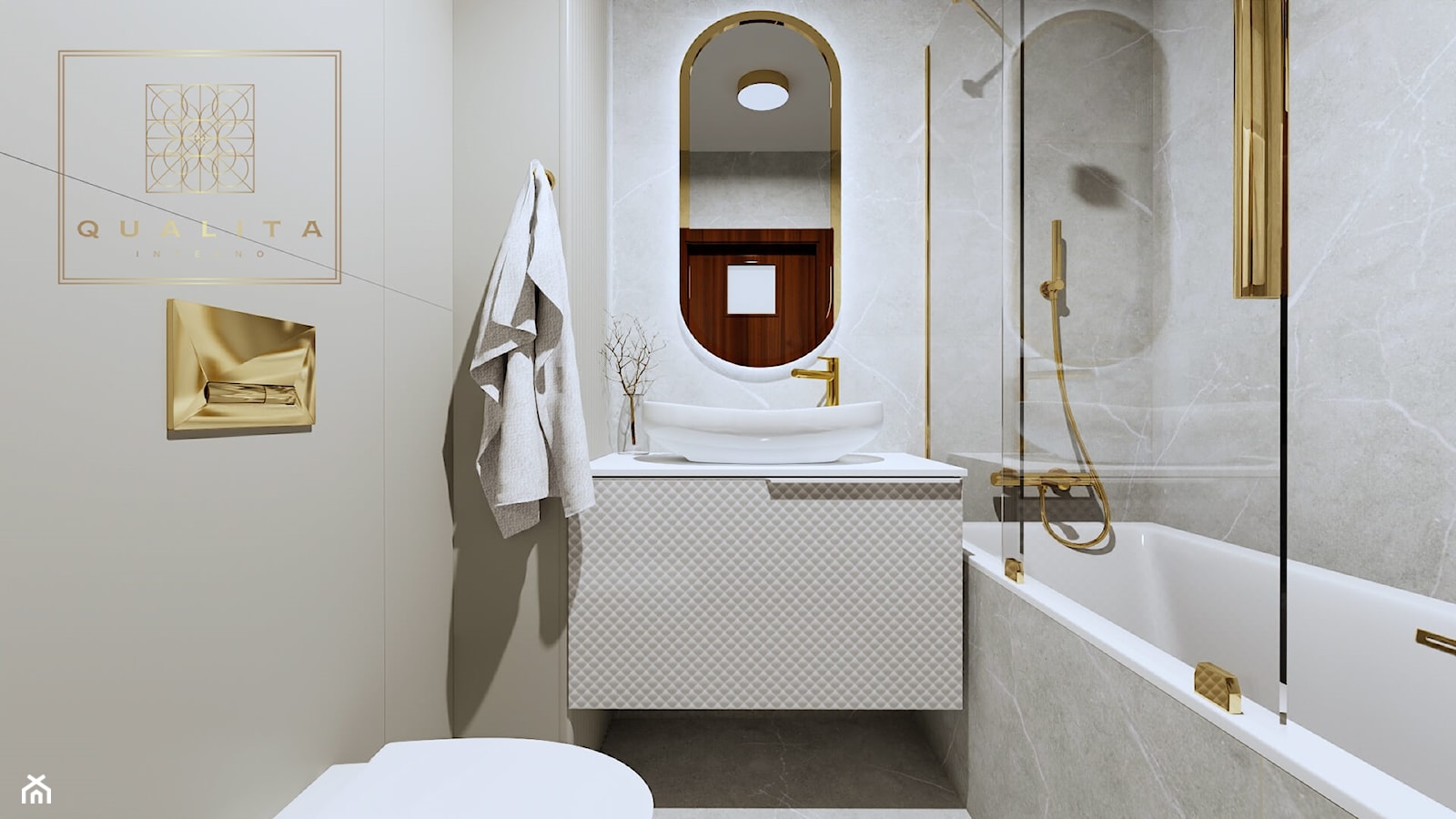 Projekty i aranżacje małych łazienek z wanną i parawanem 2022 - zdjęcie od Qualita Interno - Homebook