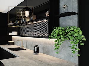 Kuchnia czarny mat z imitacją betonu - zdjęcie od Qualita Interno