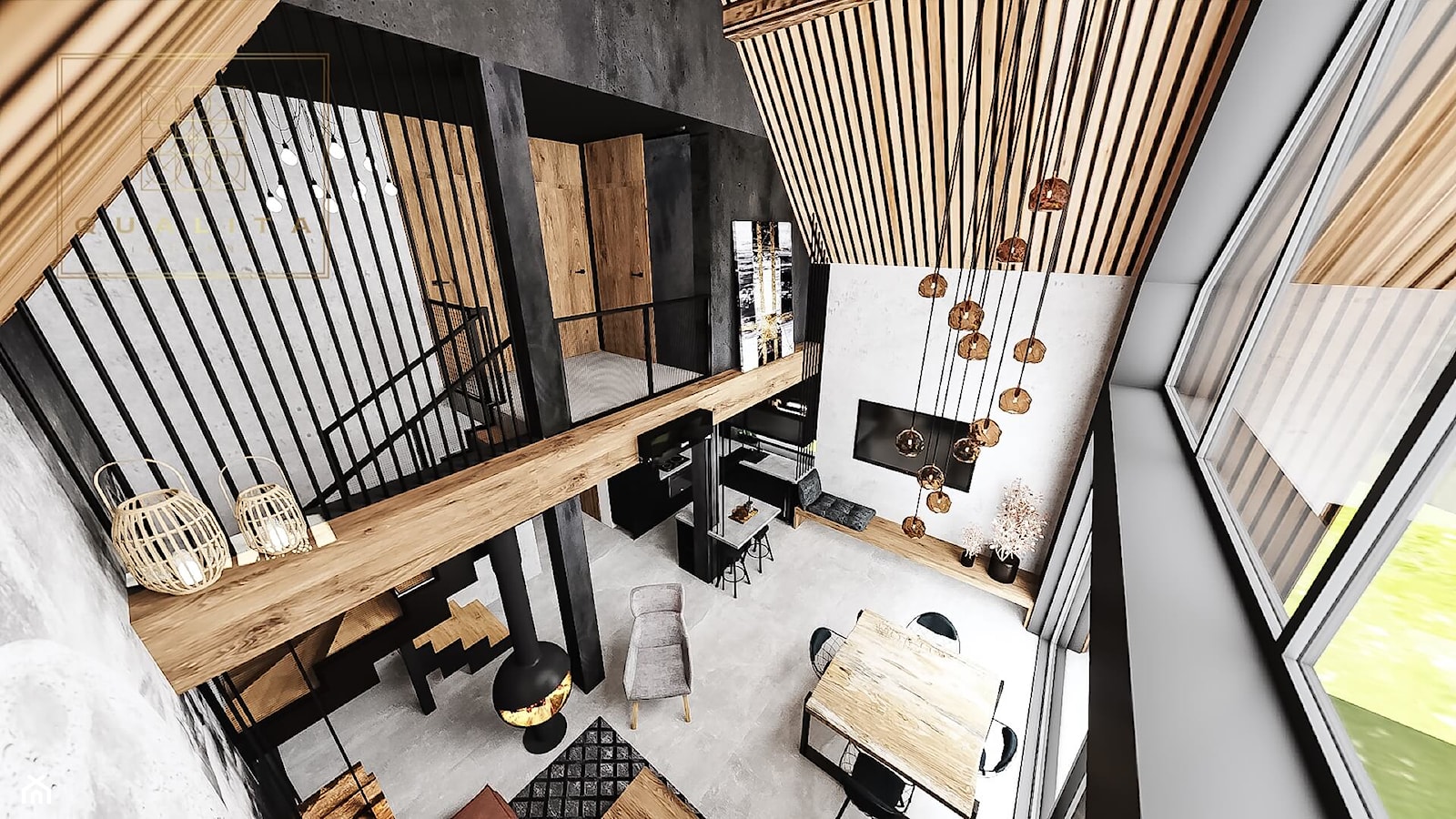 Dom nowoczesna stodoła - aranżacje projekty inspiracje 2021 - zdjęcie od Qualita Interno - Homebook
