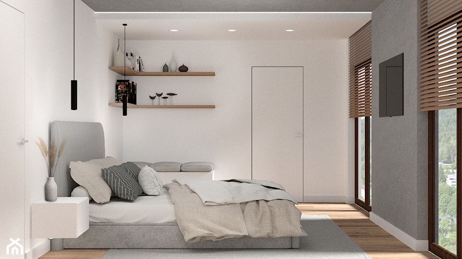 Minimalistyczna sypialnia - Sypialnia, styl minimalistyczny - zdjęcie od Wyobrażalnia - studio projektowe