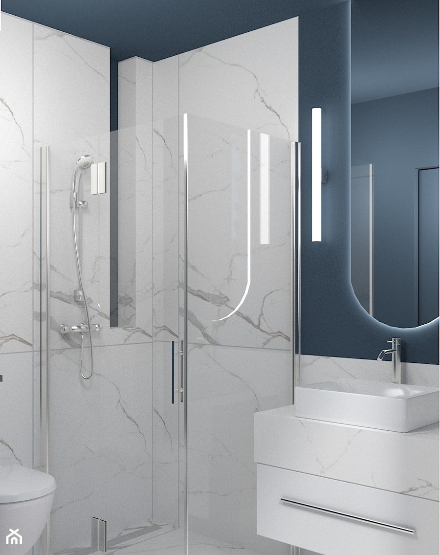 Granatowa łazienka - Łazienka, styl minimalistyczny - zdjęcie od Wyobrażalnia - studio projektowe