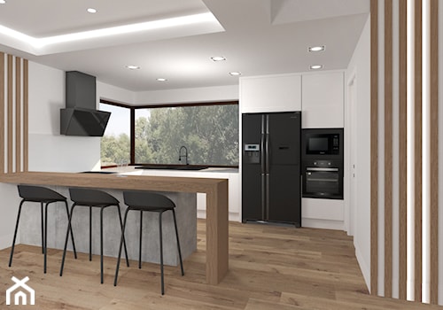 Nowoczesny salon z kuchnią - Kuchnia, styl minimalistyczny - zdjęcie od Wyobrażalnia - studio projektowe