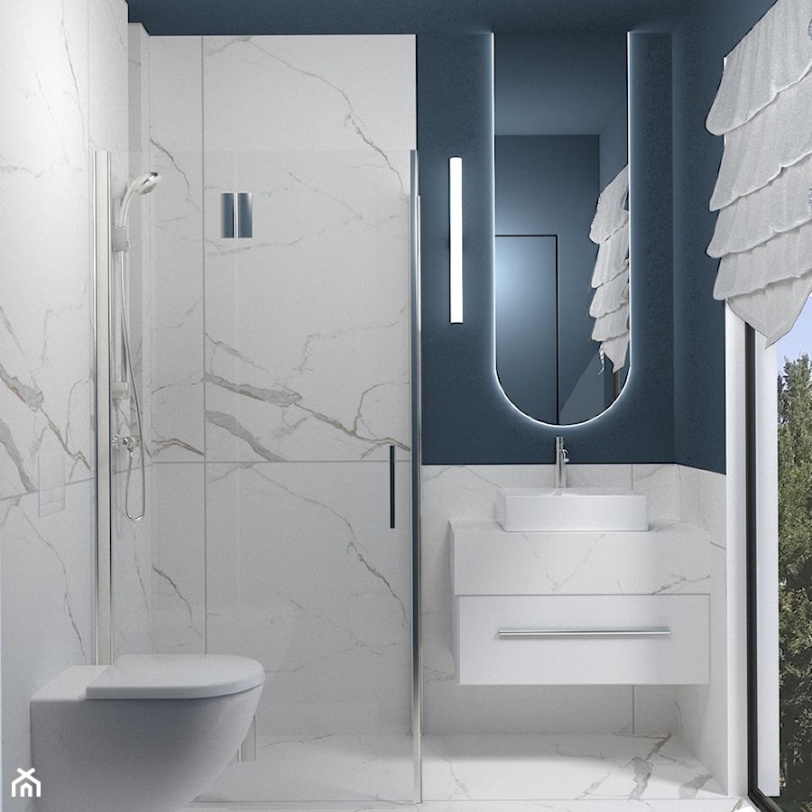 Granatowa łazienka - Łazienka, styl minimalistyczny - zdjęcie od Wyobrażalnia - studio projektowe