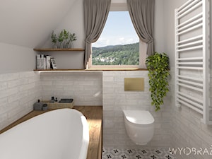 Łazienka - Średnia łazienka z oknem, styl rustykalny - zdjęcie od Wyobrażalnia - studio projektowe