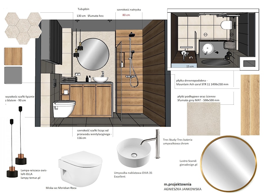 Łazienka ze złotymi akcentami - Łazienka, styl nowoczesny - zdjęcie od M.PROJEKTOWNIA