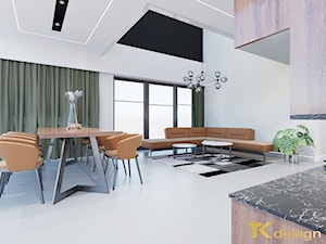Minimalistyczna strefa dzienna z kuchniá - Salon, styl minimalistyczny - zdjęcie od TK design