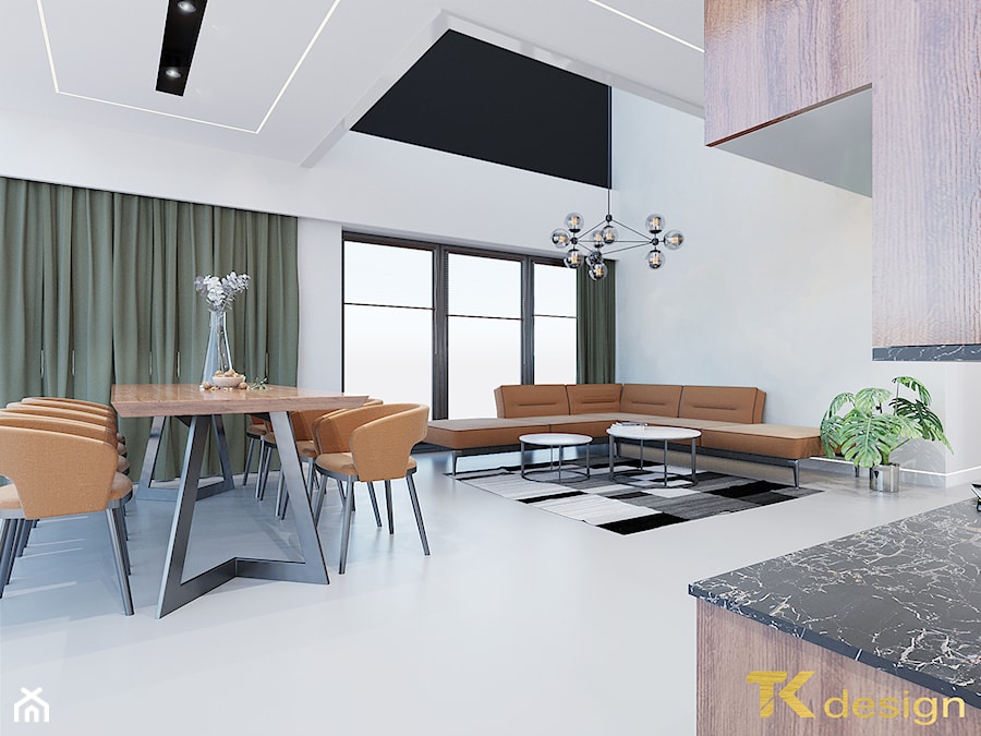 Minimalistyczna strefa dzienna z kuchniá - Salon, styl minimalistyczny - zdjęcie od TK design