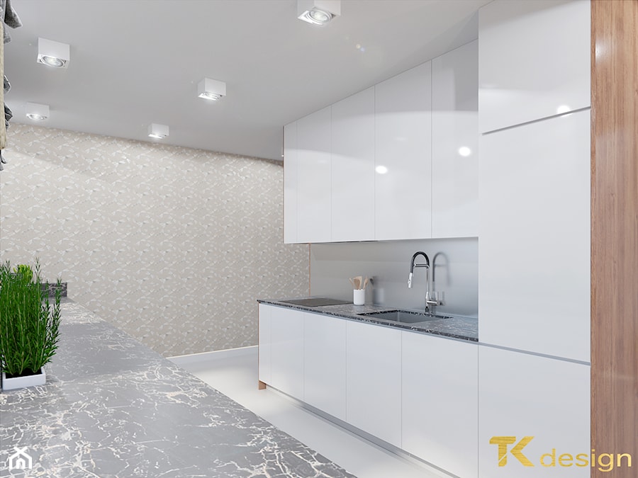 Minimalistyczna strefa dzienna z kuchniá - Kuchnia, styl minimalistyczny - zdjęcie od TK design