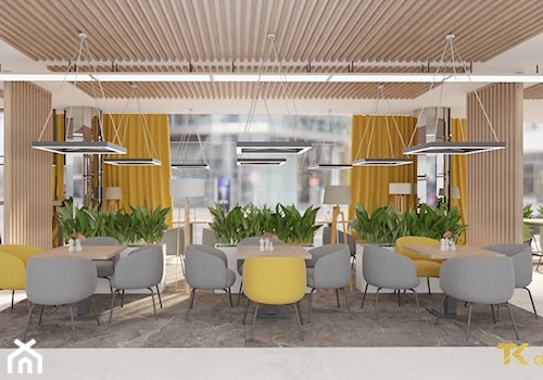 Projekt kawiarni z restauracją w holu budynku biurowego - Wnętrza publiczne, styl nowoczesny - zdjęcie od TK design