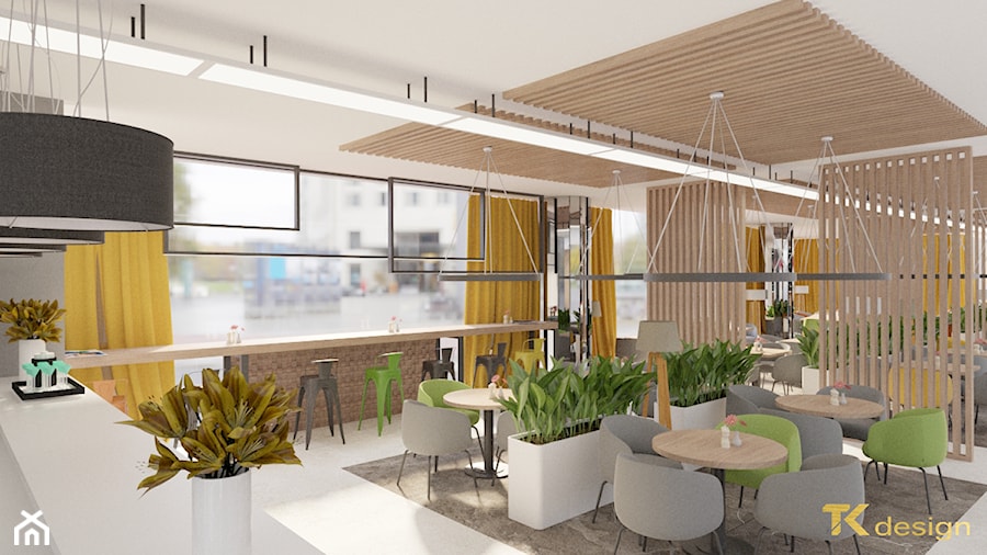 Projekt kawiarni z restauracją w holu budynku biurowego - Wnętrza publiczne, styl nowoczesny - zdjęcie od TK design