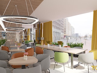 Projekt  kawiarni z restauracją w holu budynku biurowego
