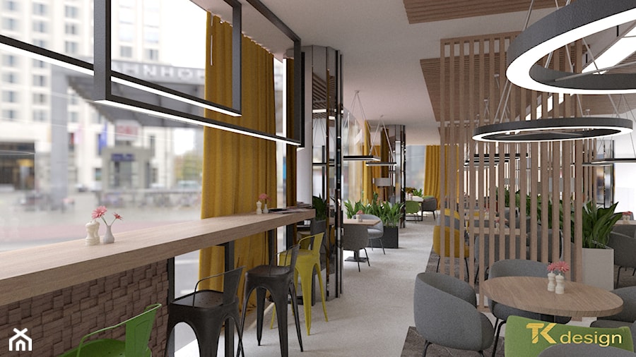 Projekt kawiarni z restauracją w holu budynku biurowego - Wnętrza publiczne, styl nowoczesny - zdjęcie od TK design