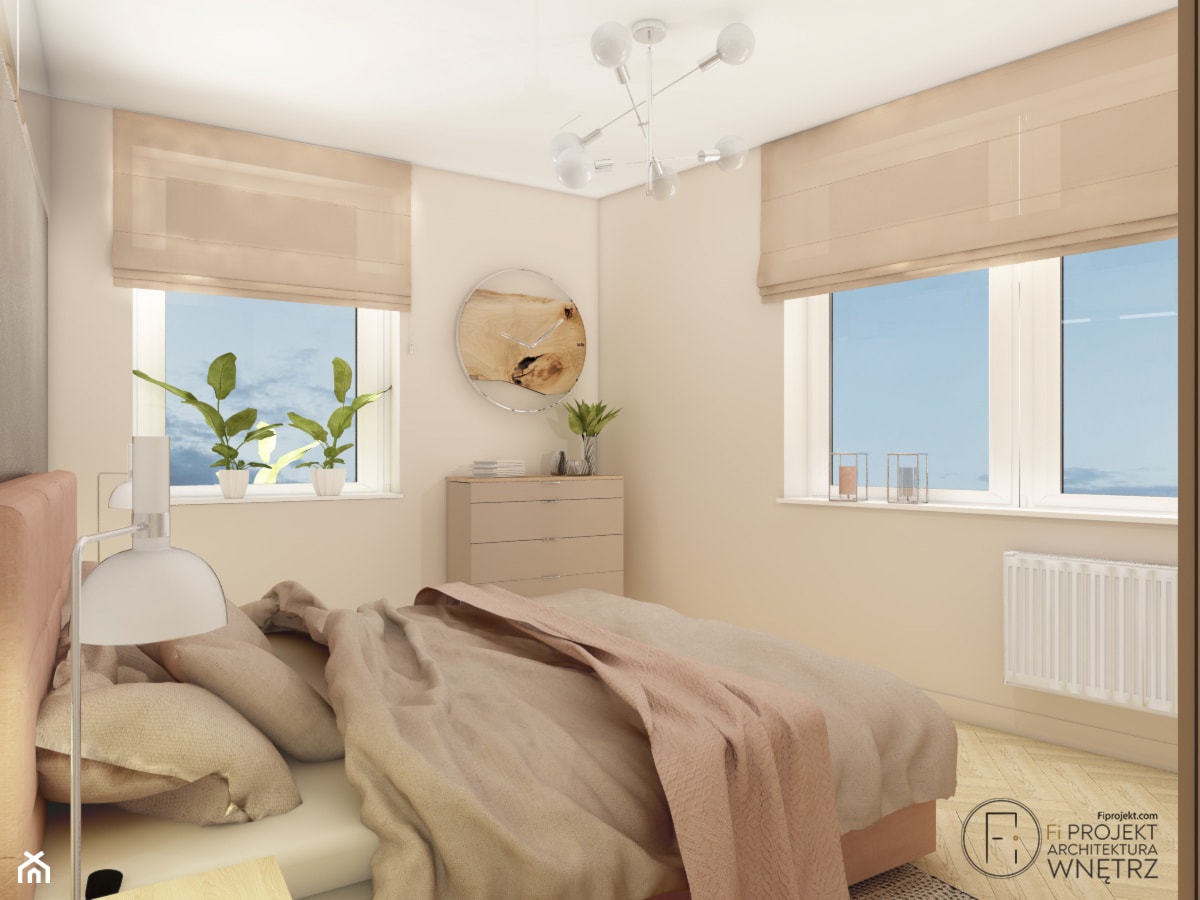 delikatna sypialnia w ciepłych odcieniach - zdjęcie od FI PROJEKT - Homebook