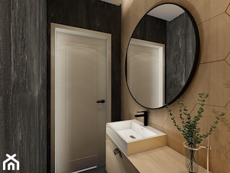 Aranżacje wnętrz - Łazienka: industrialna łazienka z wyraźnymi akcentami drewna - FI PROJEKT. Przeglądaj, dodawaj i zapisuj najlepsze zdjęcia, pomysły i inspiracje designerskie. W bazie mamy już prawie milion fotografii!
