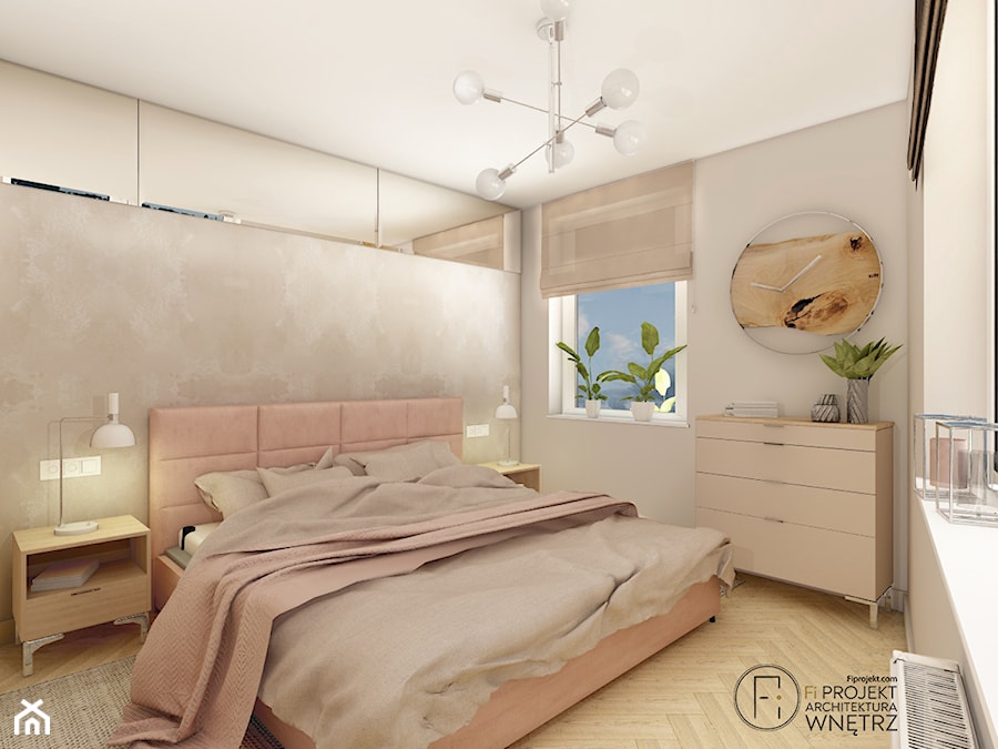 delikatna sypialnia w ciepłych odcieniach - zdjęcie od FI PROJEKT