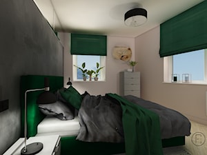 Sypialnia z elementami głębokiej zieleni - zdjęcie od FI PROJEKT