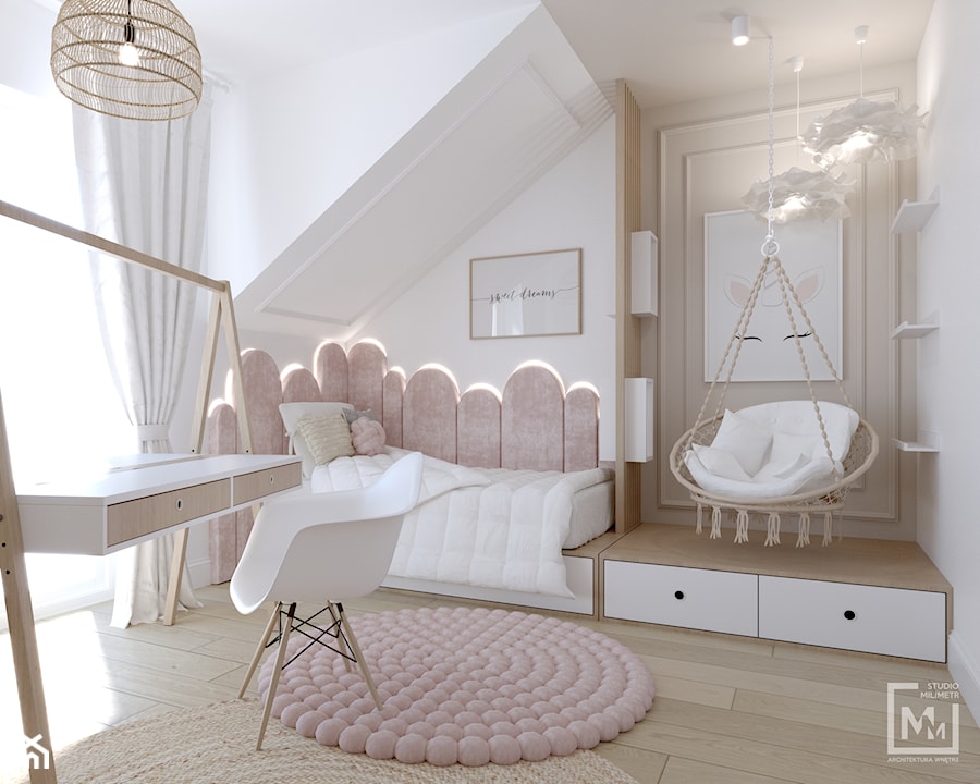 Beżowo-różowy pokój dla dziewczynki - zdjęcie od STUDIO MILIMETR