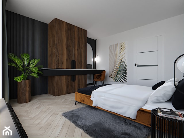 Projekt sypialni z dominacją drewna