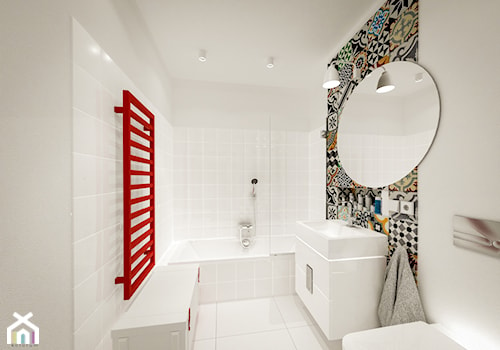 mała łazinka - Średnia z punktowym oświetleniem łazienka z oknem, styl skandynawski - zdjęcie od KOLORUM