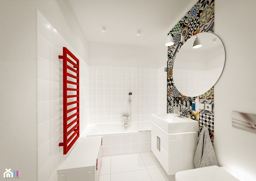 mała łazinka - Średnia z punktowym oświetleniem łazienka z oknem, styl skandynawski - zdjęcie od KOLORUM
