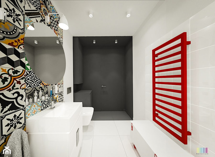mała łazinka - Z punktowym oświetleniem łazienka, styl nowoczesny - zdjęcie od KOLORUM