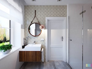 Bajkowa ulica - Mała średnia łazienka z oknem, styl skandynawski - zdjęcie od KOLORUM