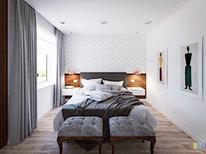 Bajkowa ulica - Średnia biała szara sypialnia, styl nowoczesny - zdjęcie od KOLORUM