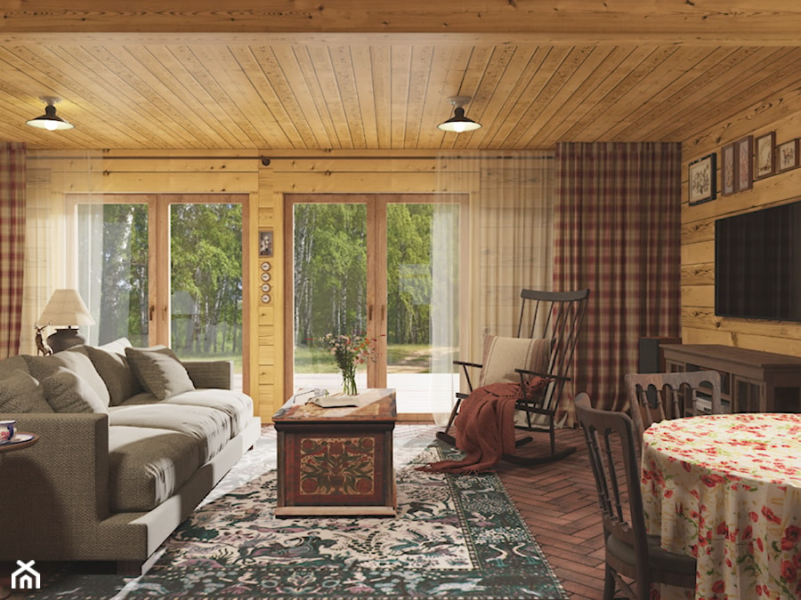 Leśny dom w Puszczy Augustowskiej - Salon, styl rustykalny - zdjęcie od JENO Pracownia Projektowania Naturalnego