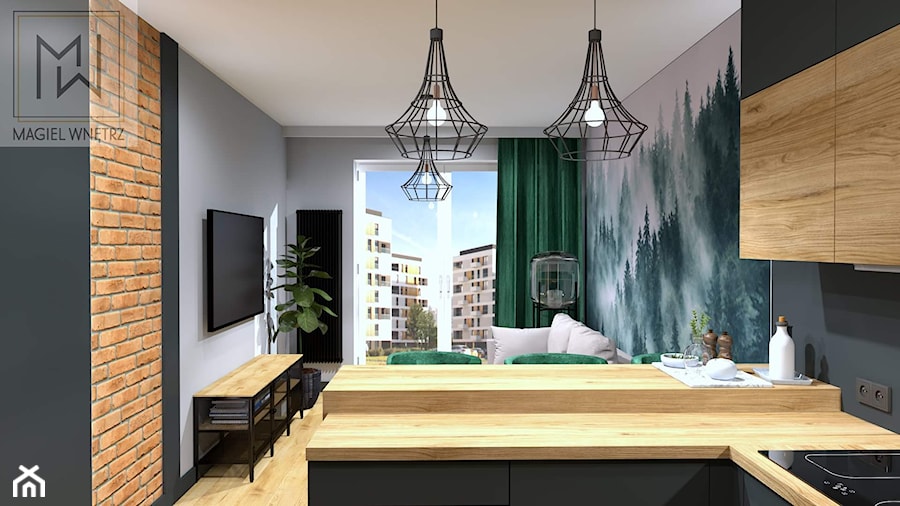 Mieszkanie inspirowane naturą i magią lasu - Salon, styl skandynawski - zdjęcie od Magiel wnętrz