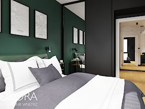 Apartamenty Raków - czarno zielone mieszkanie - Sypialnia, styl nowoczesny - zdjęcie od POKORA - Projektowanie wnętrz