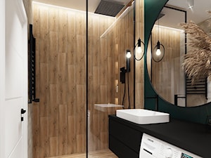 Apartamenty Raków - czarno zielone mieszkanie - Łazienka, styl nowoczesny - zdjęcie od POKORA - Projektowanie wnętrz