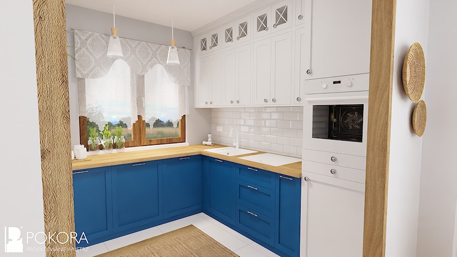 Biało niebieska kuchnia - zdjęcie od POKORA - Projektowanie wnętrz