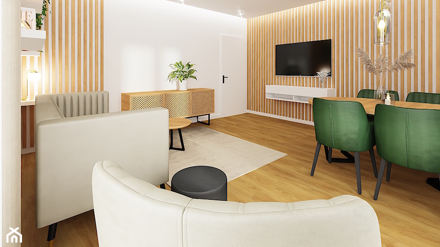 Pokój dzienny, mieszkanie na Mokotowie - Salon, styl skandynawski - zdjęcie od POKORA - Projektowanie wnętrz