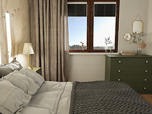 Sypialnia w beżach, bieli i zieleni - zdjęcie od POKORA - Projektowanie wnętrz
