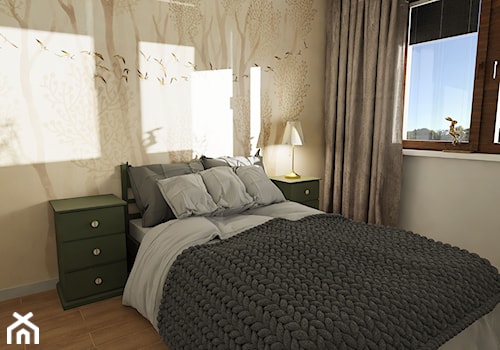 Sypialnia w beżach, bieli i zieleni - zdjęcie od POKORA - Projektowanie wnętrz