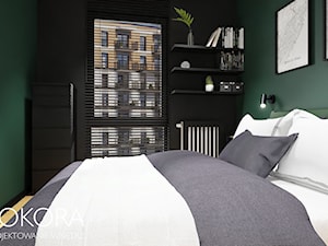 Apartamenty Raków - czarno zielone mieszkanie - Sypialnia, styl skandynawski - zdjęcie od POKORA - Projektowanie wnętrz