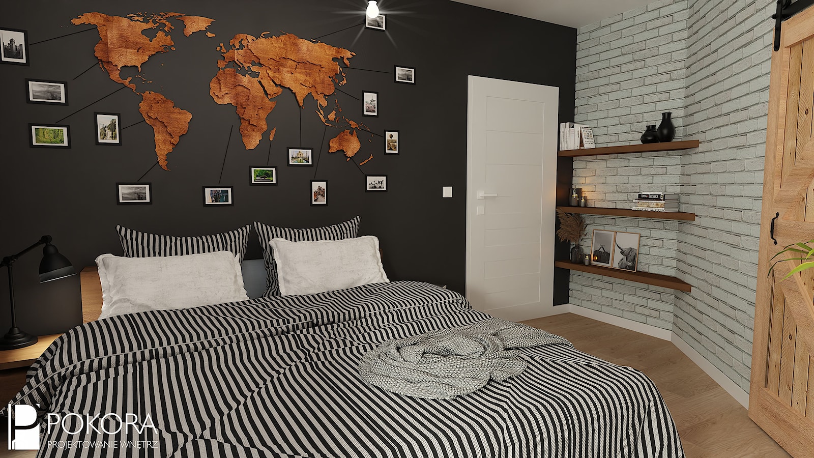 Monochromatyczne wnętrze - sypialnia - zdjęcie od POKORA - Projektowanie wnętrz - Homebook