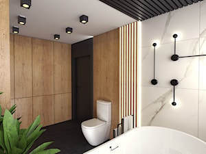 Łazienka w ciemniejszej tonacji - Łazienka, styl minimalistyczny - zdjęcie od INTERIORstudio