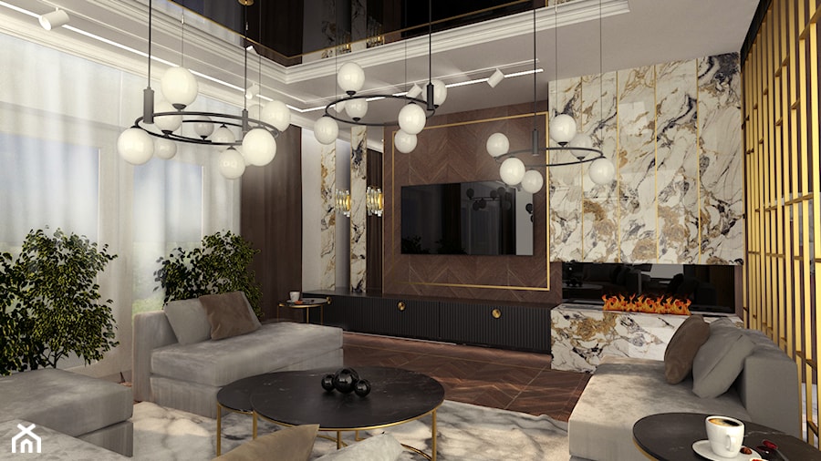 Projekt apartamentu - Salon, styl nowoczesny - zdjęcie od INTERIORstudio
