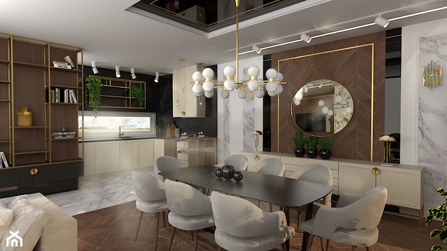 Projekt apartamentu - Jadalnia, styl glamour - zdjęcie od INTERIORstudio