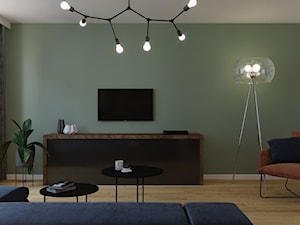 Salon z kolorową ścianą - zdjęcie od Formikon Studio