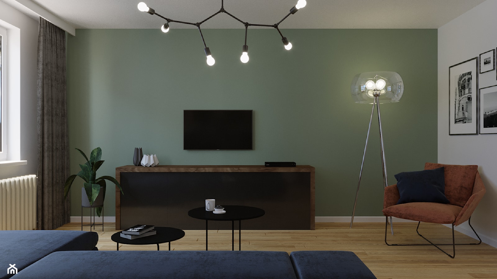 Salon z kolorową ścianą - zdjęcie od Formikon Studio - Homebook